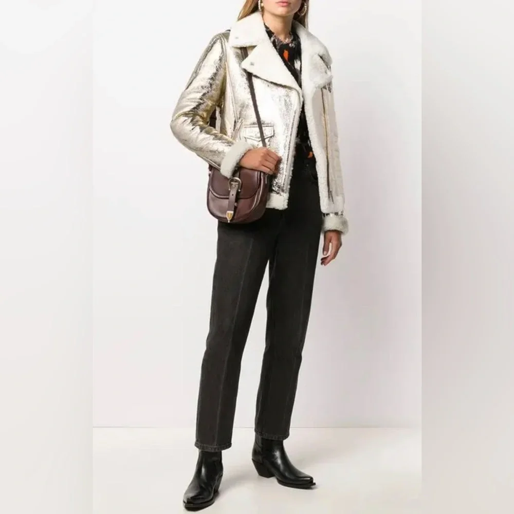 Golden Goose Assia sheepskin jacket in laminated leather/shearling lining NEW🔥 - Picture 5 of 15